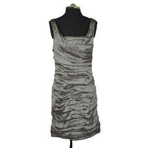 Express Dress 8 Pink Grey Floral Silk Satin Ruched Sleeveless Cocktail Evening